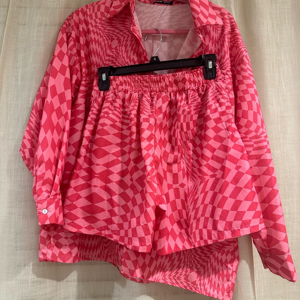 Two piece pink checkered set